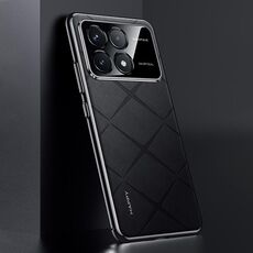 Per Redmi K70 / K70 Pro Custodia per telefono in pelle liscia per PC (nero)
