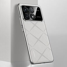 Per Redmi K70 / K70 Pro Custodia per telefono in pelle liscia per PC (bianca)