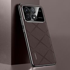 Per Redmi K70 / K70 Pro Custodia per telefono in pelle liscia per PC (marrone)