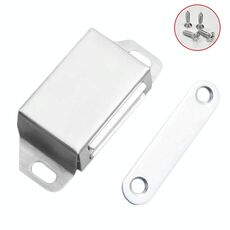 02C Chiusura magnetica per porta in acciaio inox, chiusura per mobile da cucina, chiusura magnetica per porta