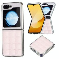 Per Samsung Galaxy Z Flip6 Custodia per telefono in PU con glitter quadrato galvanico (rosa)
