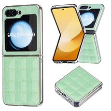 Per Samsung Galaxy Z Flip6 Custodia per telefono in PU con glitter quadrato galvanico (verde)