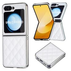 Per Samsung Galaxy Z Flip6 Custodia per telefono in PU glitterato rombico galvanico (bianco)