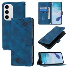 Per Samsung Galaxy S24 FE 5G Custodia in pelle goffrata effetto pelle (blu)