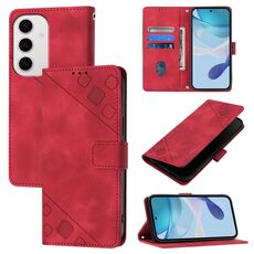 Per Samsung Galaxy S24 FE 5G Custodia in pelle goffrata effetto pelle (rosso)