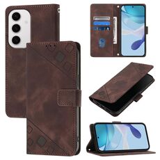 Per Samsung Galaxy S24 FE 5G Custodia in pelle goffrata effetto pelle (marrone)