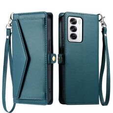 Per OPPO Reno12 5G Global Wallet Multi-card Slot Custodia in pelle per telefono con cordino (verde)