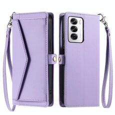 Per OPPO Reno12 5G Global Wallet Multi-card Slot Custodia in pelle per telefono con cordino (viola)