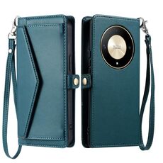 Per Honor X9b / 50 Portafoglio Multi-Slot per schede Custodia in pelle per telefono con cordino (verde)