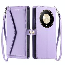 Per Honor X9b / 50 Portafoglio Multi-Slot per Scheda Custodia in Pelle per Telefono con Lanyard (Viola)