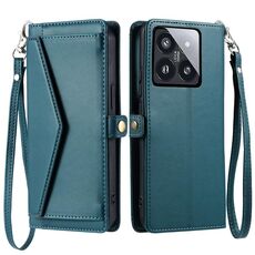 Per Xiaomi 14 Pro Portafoglio Multi-Slot per Carta Custodia per Telefono in Pelle con Laccetto (Verde)
