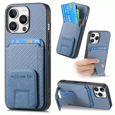 Per iPhone 16 Pro Custodia per telefono pieghevole con supporto in fibra di carbonio (blu)