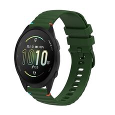 Per Garmin Forerunner 165 Wavy Dots Stitched 20mm cinturino in silicone (verde militare)