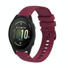 Per Garmin Forerunner 165 Music cinturino in silicone ondulato punteggiato cucito da 20 mm (rosso vino)