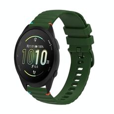 Per Garmin Forerunner 165 Music Wavy Dots Stitched 20mm Cinturino in silicone (verde militare)