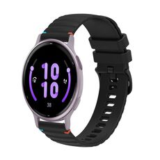 Per Garmin Active 5 Wavy Dots Stitched 20mm cinturino in silicone (nero)