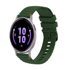 Per Garmin Active 5 Wavy Dots Stitched 20mm cinturino in silicone (verde militare)