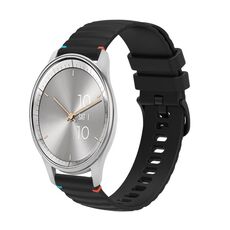 Per Garmin Move Trend Wavy Dotted Stitched 20mm cinturino in silicone (nero)