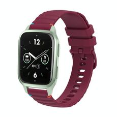 Per Garmin Venu SQ2 Wavy Dotted Stitched 20mm Cinturino in silicone per orologio (rosso vino)