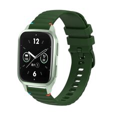 Per Garmin Venu SQ2 Wavy Dotted Stitched 20mm Cinturino in silicone (verde militare)