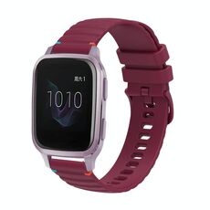 Per cinturino in silicone da 20 mm con cuciture ondulate e punteggiate per Garmin Venu SQ (rosso vino)