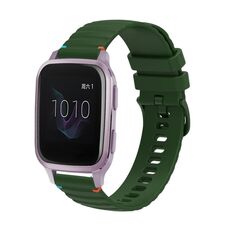Per Garmin Venu SQ Wavy Dotted Stitched 20mm cinturino in silicone (verde militare)