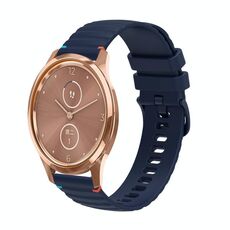 Per Garmin Move Luxe Wavy Dotted Stitched 20mm cinturino in silicone (blu navy)
