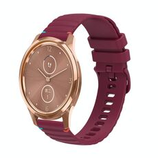 Per Garmin Move Luxe Wavy Dotted Stitched 20mm cinturino in silicone (rosso vino)