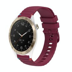 Per Garmin Approach S40 cinturino in silicone ondulato punteggiato cucito da 20 mm (rosso vino)