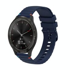 Per Garmin Move 3 Wavy Dotted Stitched 20mm cinturino in silicone (blu navy)