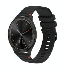 Per Garmin Move 3 Wavy Dots Stitched 20mm cinturino in silicone (nero)