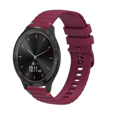 Per Garmin Move 3 Wavy Dotted Stitched 20mm cinturino in silicone (rosso vino)