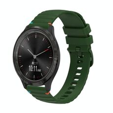 Per Garmin Move 3 Wavy Dots Stitched 20mm cinturino in silicone (verde militare)