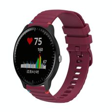 Per Garmin Vivoactive 3 Music cinturino in silicone ondulato punteggiato cucito da 20 mm (rosso vino)