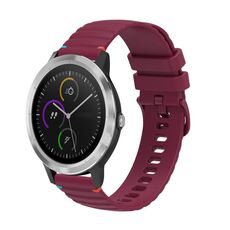 Per Garmin Vivoactive 3 Wavy Dots Stitched 20mm cinturino in silicone (rosso vino)