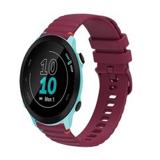 Per Garmin Forerunner 55 cinturino in silicone ondulato punteggiato cucito da 20 mm (rosso vino)
