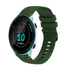 Per Garmin Forerunner 55 Wavy Dots Stitched 20mm cinturino in silicone (verde militare)