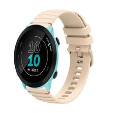 Per Garmin Forerunner 55 Wavy Dots Stitched 20mm cinturino in silicone (color crema)