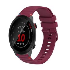 Per Garmin Forerunner 158 cinturino in silicone ondulato punteggiato cucito da 20 mm (rosso vino)