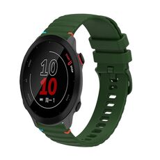 Per Garmin Forerunner 158 cinturino in silicone ondulato punteggiato cucito da 20 mm (verde militare)