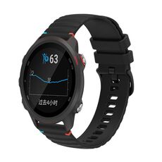 Per Garmin Forerunner 245 Music Wavy Dotted Stitched 20mm Cinturino in silicone (nero)