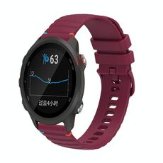 Per Garmin Forerunner 245 Music Wavy Dots Stitched 20mm Cinturino in silicone (rosso vino)