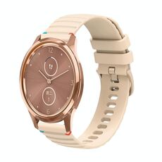 Per Garmin Vivomove Style Wavy Dots Stitched 20mm cinturino in silicone (color crema)