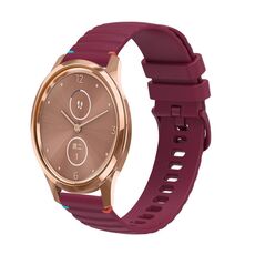 Per Garmin Vivomove Luxe Wavy Dotted Stitched 20mm cinturino in silicone (rosso vino)
