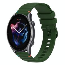 Per Amazfit Watch GTR 3 Pro Cinturino in silicone ondulato punteggiato cucito da 22 mm (verde militare)