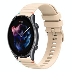 Per Amazfit Watch GTR 3 Pro Cinturino in silicone ondulato punteggiato cucito da 22 mm (color crema)