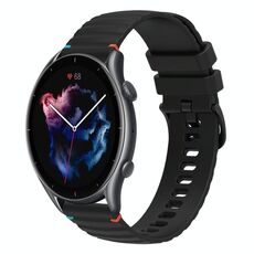 Per Amazfit Watch GTR 3 Cinturino in silicone ondulato punteggiato cucito da 22 mm (nero)