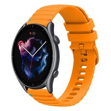 Per Amazfit Watch GTR 3 cinturino in silicone ondulato punteggiato cucito da 22 mm (giallo ambra)
