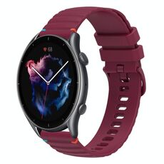 Per Amazfit Watch GTR 3 Cinturino in silicone ondulato punteggiato cucito da 22 mm (rosso vino)