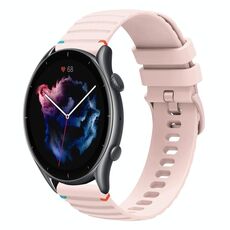 Per Amazfit Watch GTR 3 cinturino in silicone ondulato punteggiato cucito da 22 mm (rosa)